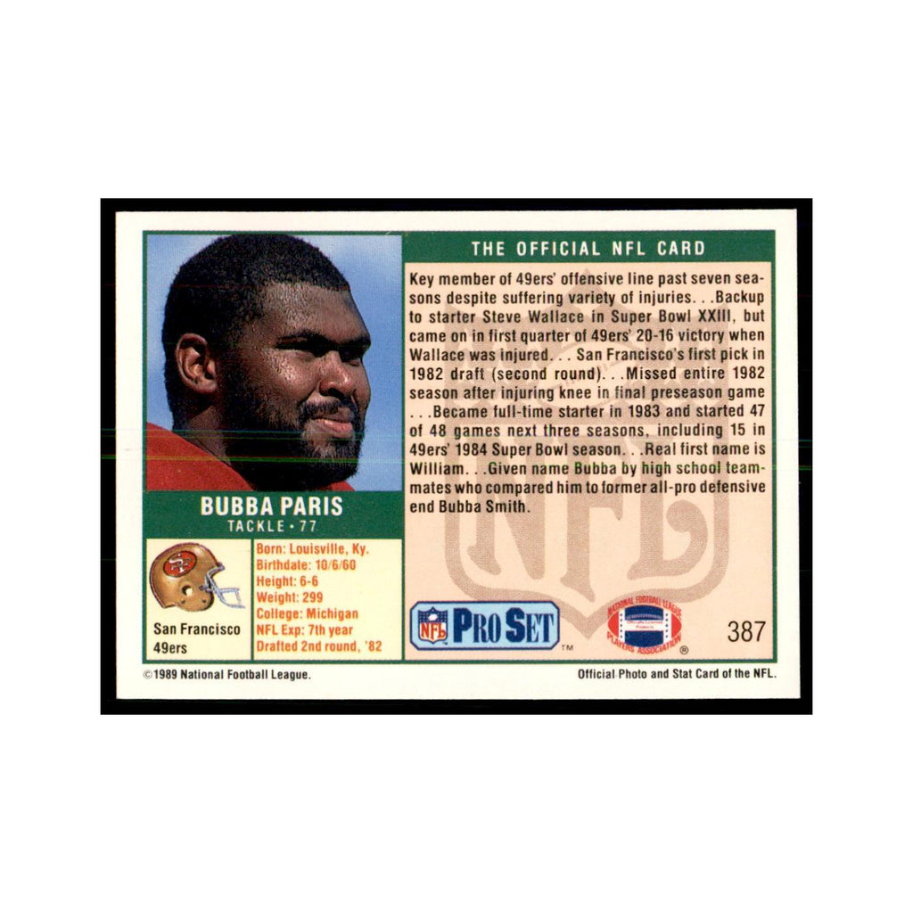 Bubba Paris 1989 Pro Set #387 Football Cards Football Card NM