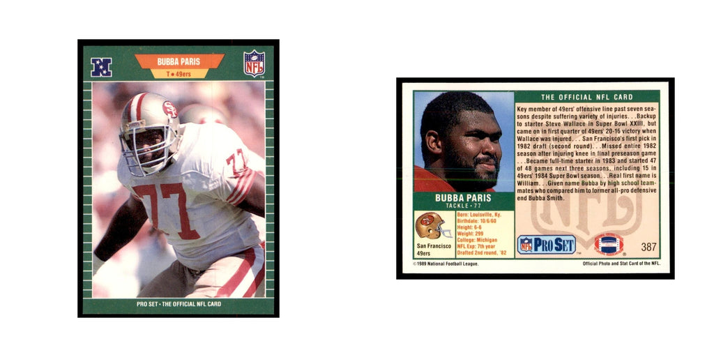 Bubba Paris 1989 Pro Set #387 Football Cards Football Card NM