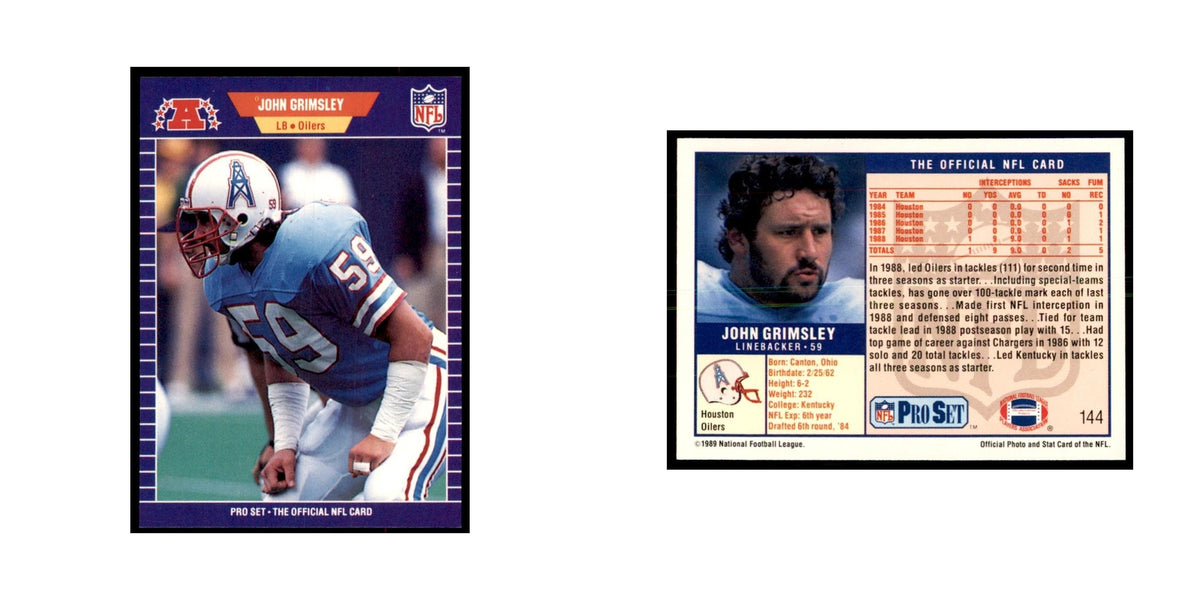 John Grimsley 1989 Pro Set #144 Football Cards Football Card NM
