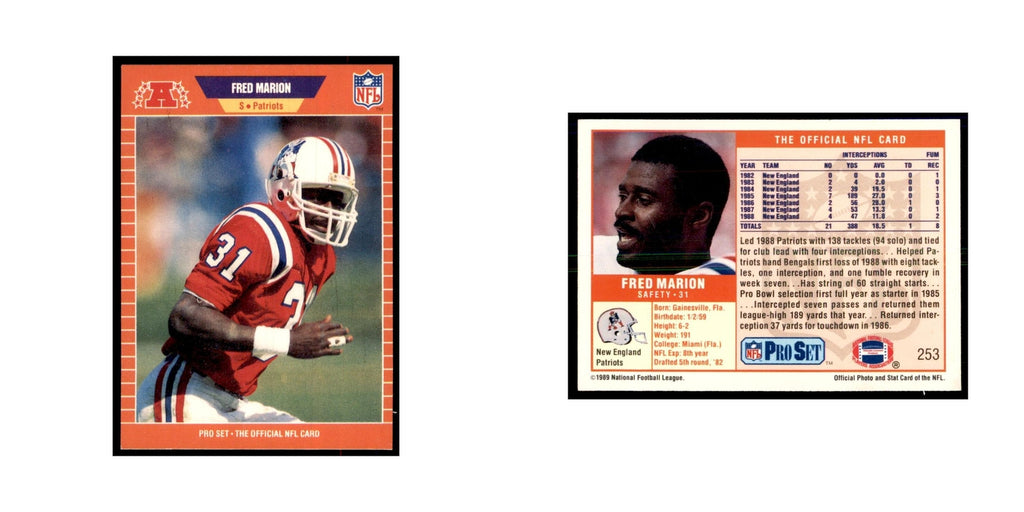 Fred Marion 1989 Pro Set #253 Football Cards Football Card NM