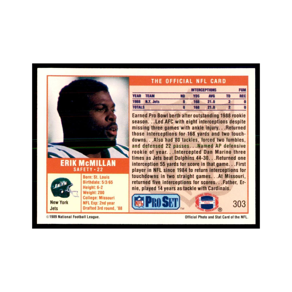 Erik McMillan 1989 Pro Set #303 Football Cards Football Card NM