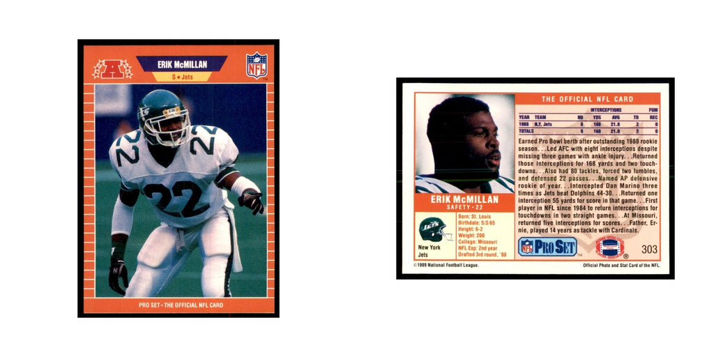 Erik McMillan 1989 Pro Set #303 Football Cards Football Card NM