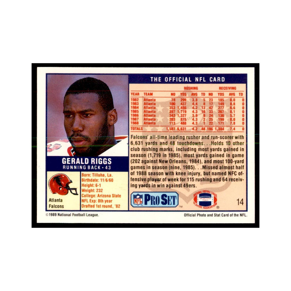 Gerald Riggs 1989 Pro Set #14 Football Cards Football Card NM