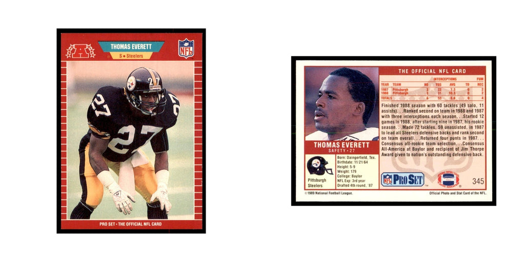 Thomas Everett 1989 Pro Set #345 Football Cards Football Card NM