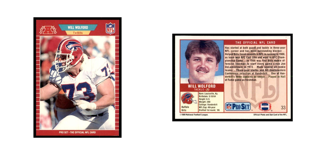 Will Wolford 1989 Pro Set #33 Football Cards Football Card NM