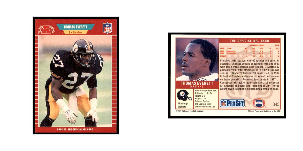 Thomas Everett 1989 Pro Set #345 Football Cards Football Card NM