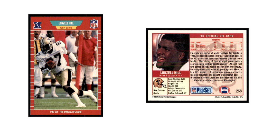 Lonzell Hill 1989 Pro Set #268 Football Cards Football Card NM