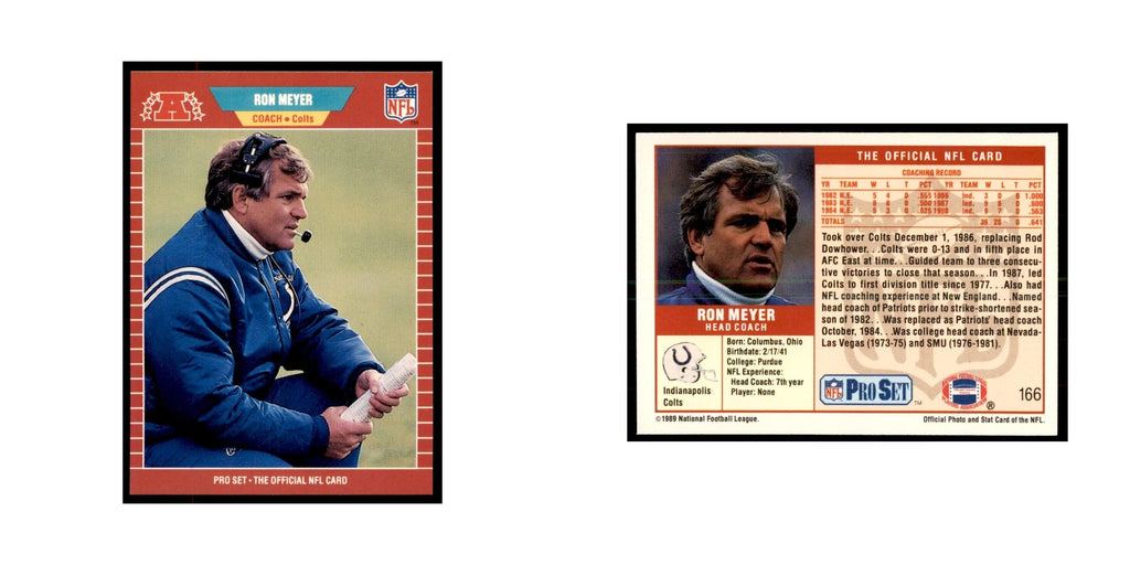 Ron Meyer 1989 Pro Set #166 Football Cards Football Card NM