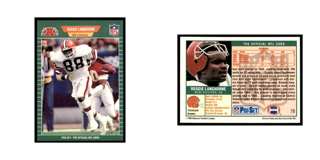 Reggie Langhorne 1989 Pro Set #78 Football Cards Football Card NM