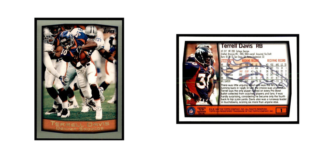 Terrell Davis 1999 Topps #1 Football Cards Football Card NM