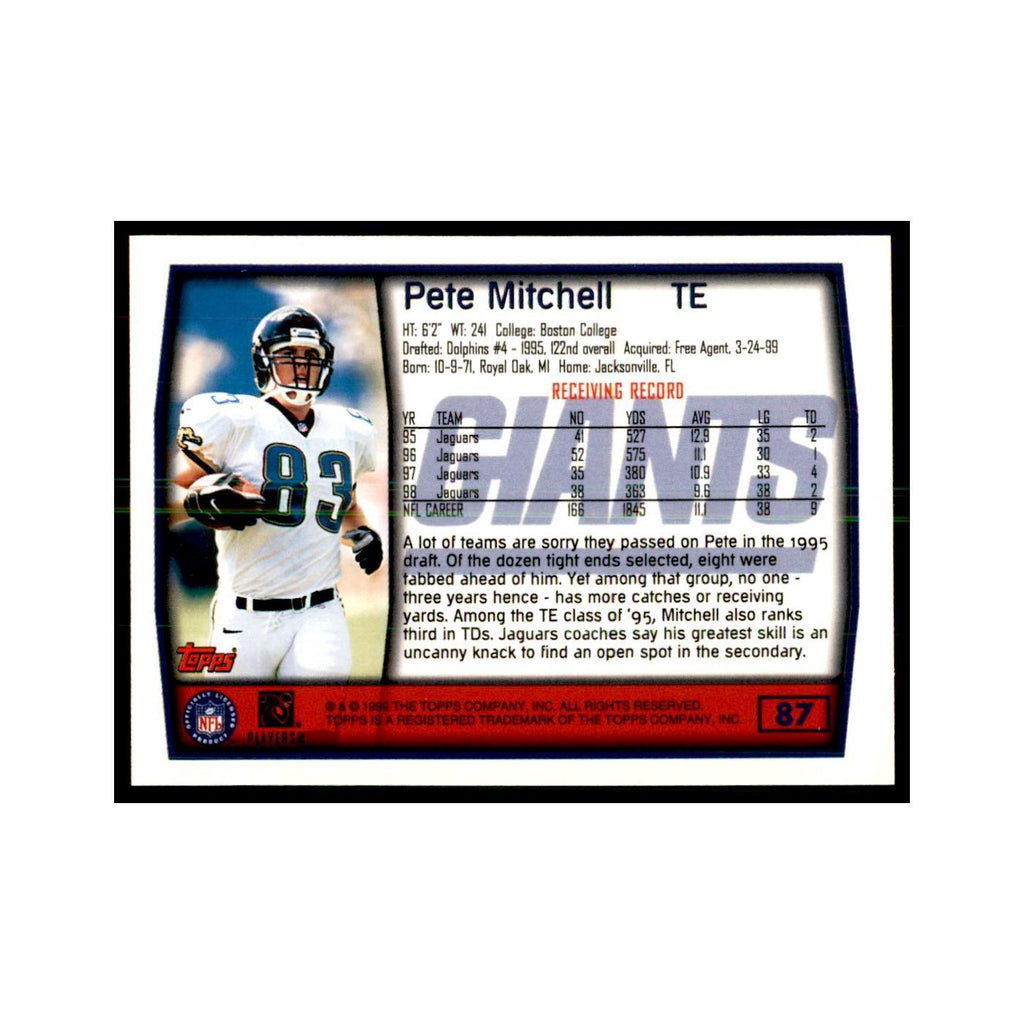 Pete Mitchell 1999 Topps #87 Football Cards Football Card NM