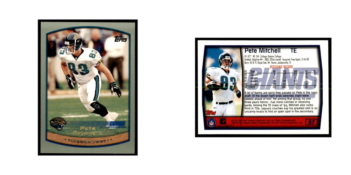 Pete Mitchell 1999 Topps #87 Football Cards Football Card NM