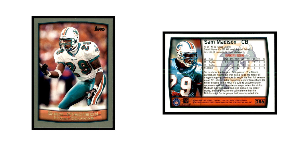 Sam Madison 1999 Topps #286 Football Cards Football Card NM