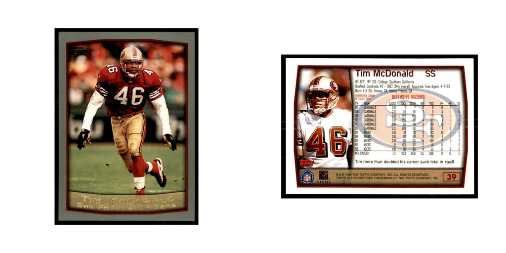 Tim McDonald 1999 Topps #39 Football Cards Football Card NM