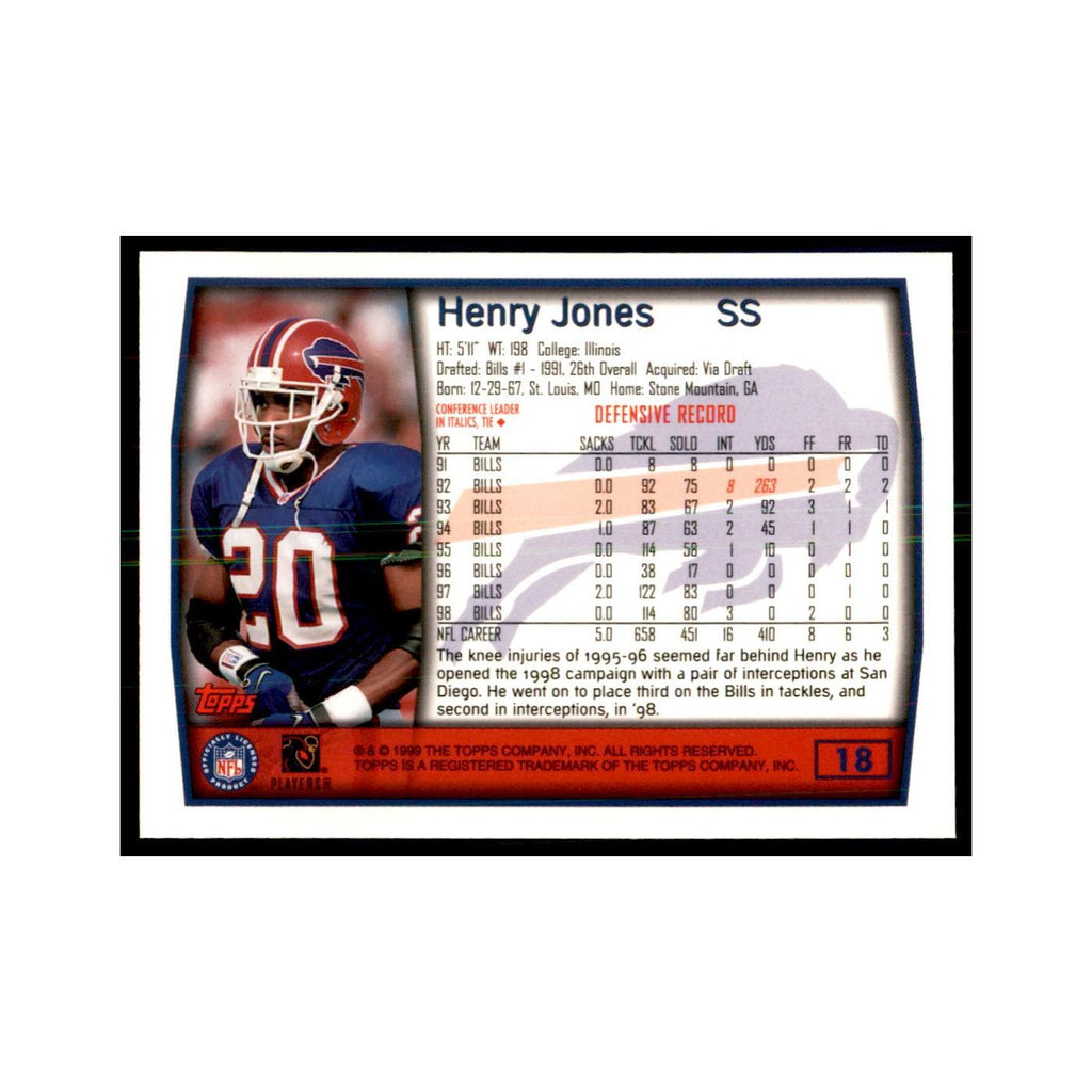 Henry Jones 1999 Topps #18 Football Cards Football Card NM