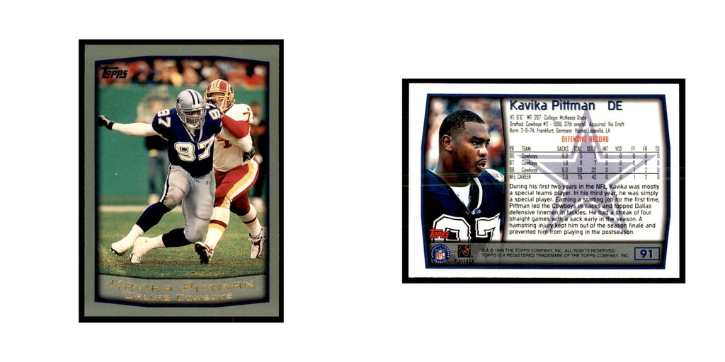 Kavika Pittman 1999 Topps #91 Football Cards Football Card NM