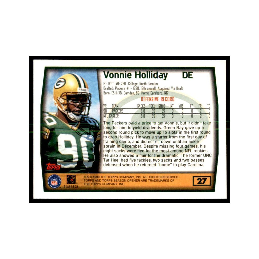 Vonnie Holliday 1999 Topps #27 Football Cards Football Card NM