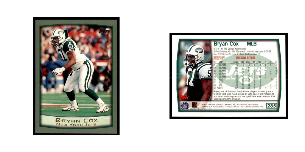 Bryan Cox 1999 Topps #285 Football Cards Football Card NM