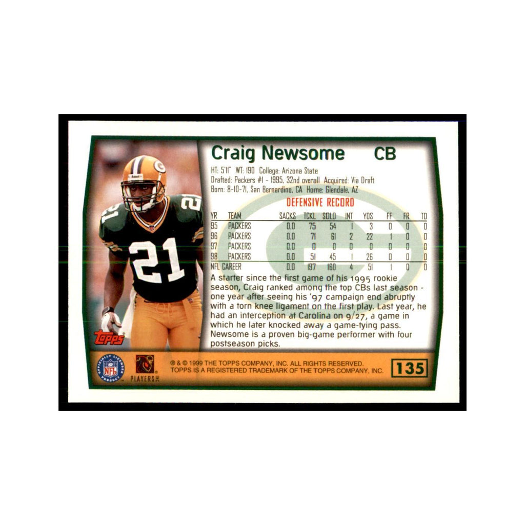 Craig Newsome 1999 Topps #135 Football Cards Football Card NM