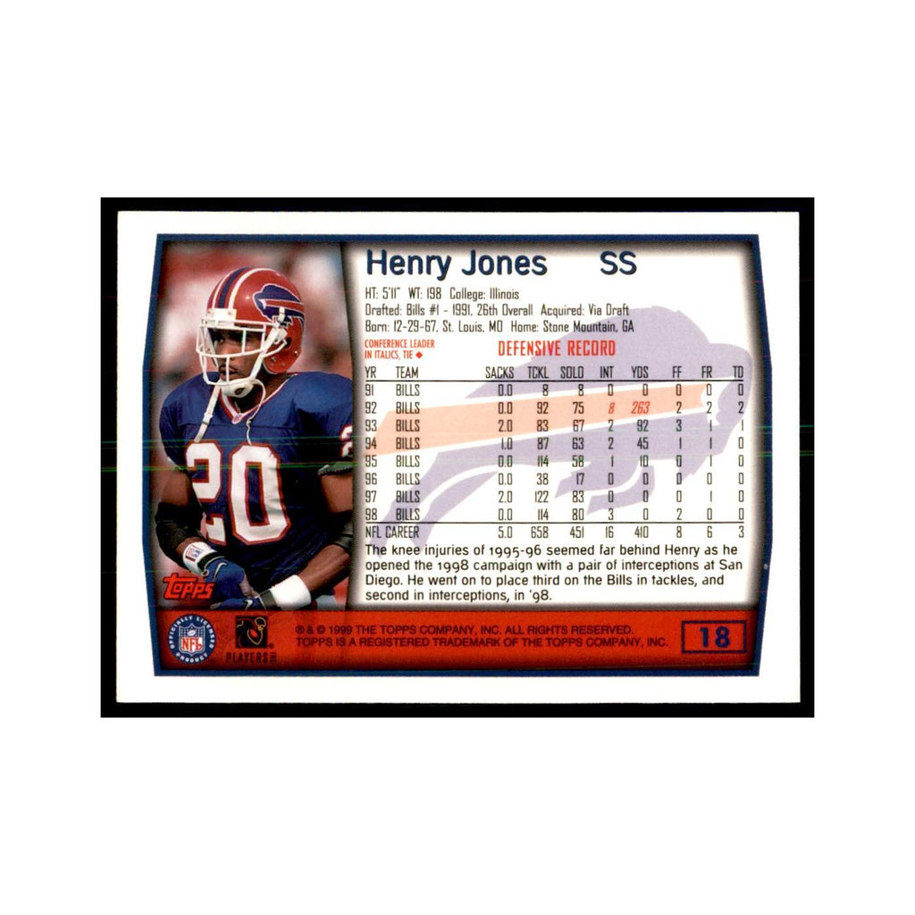 Henry Jones 1999 Topps #18 Football Cards Football Card NM