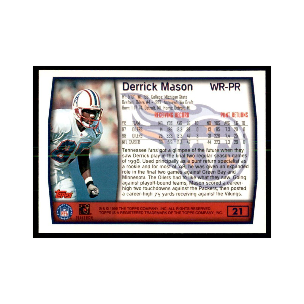 Derrick Mason 1999 Topps #21 Football Cards Football Card NM