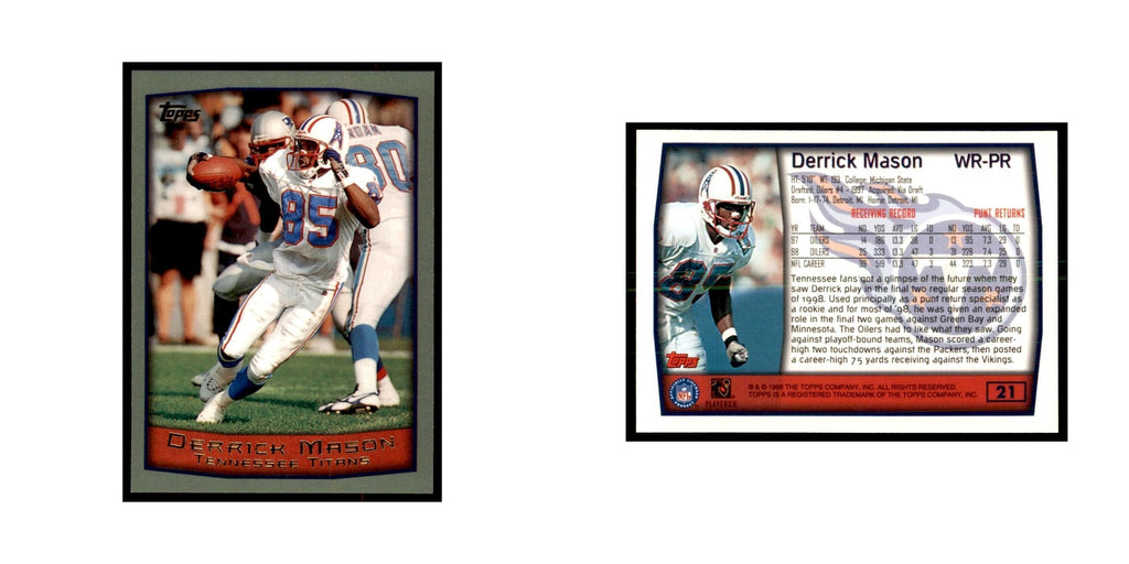 Derrick Mason 1999 Topps #21 Football Cards Football Card NM
