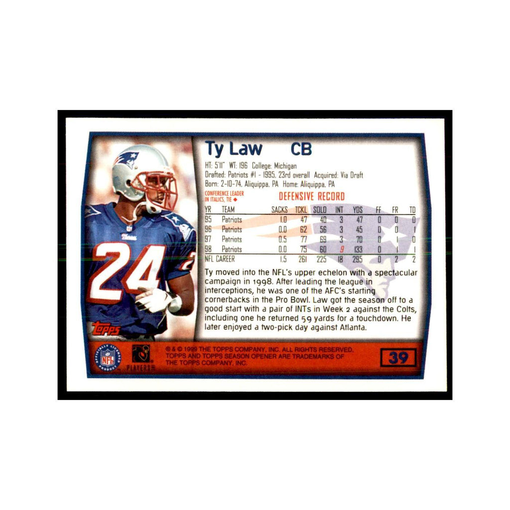 Ty Law 1999 Topps #39 Football Cards Football Card NM