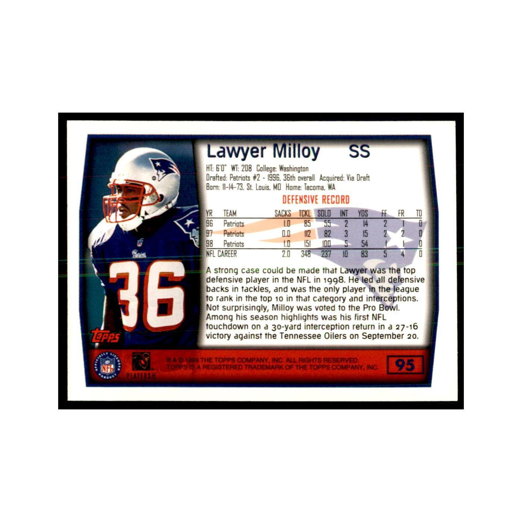 Lawyer Milloy 1999 Topps #95 Football Cards Football Card NM