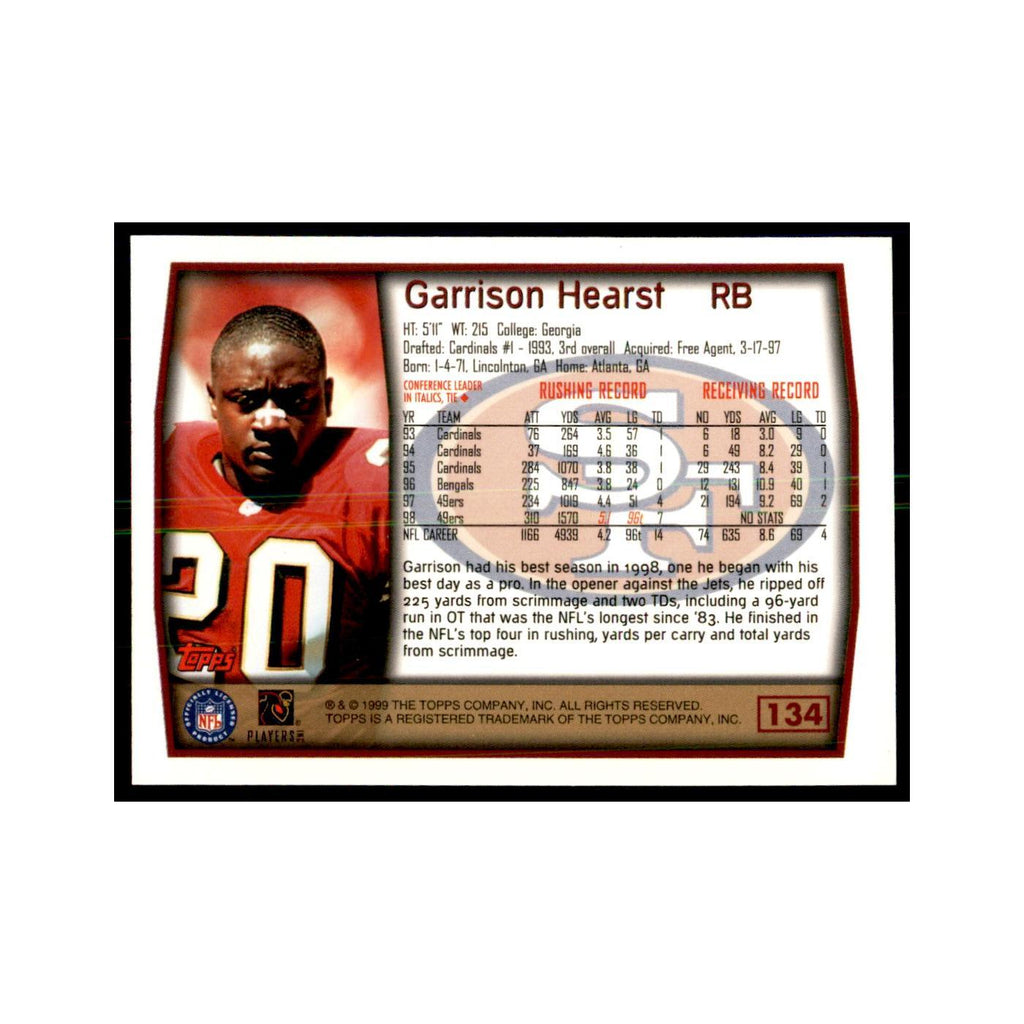 Garrison Hearst 1999 Topps #134 Football Cards Football Card NM