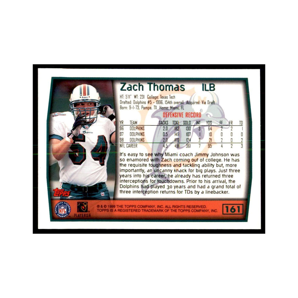 Zach Thomas 1999 Topps #161 Football Cards Football Card NM