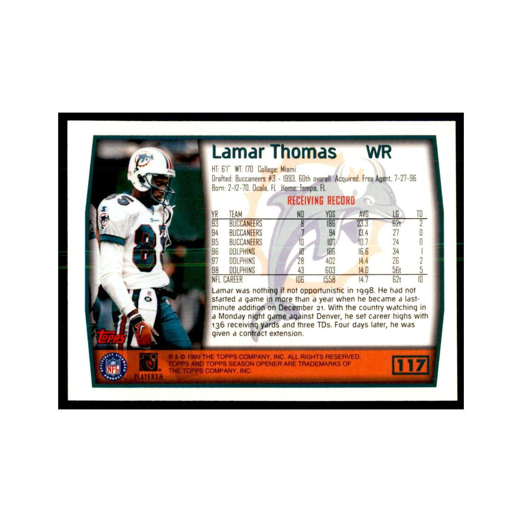 Lamar Thomas 1999 Topps #117 Football Cards Football Card NM