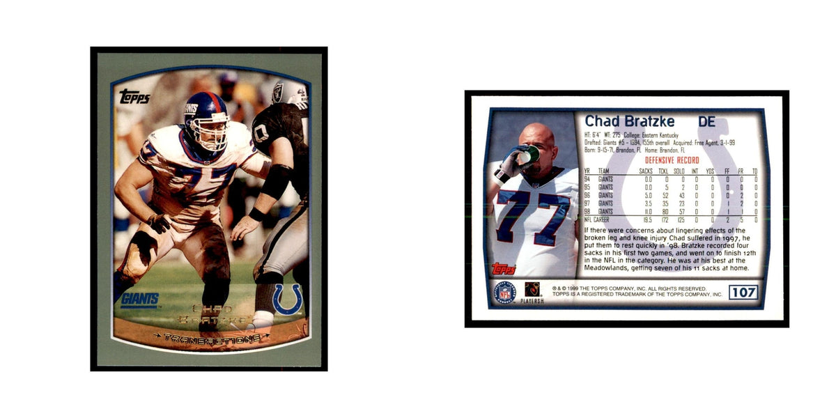 Chad Bratzke 1999 Topps #107 Football Cards Football Card NM