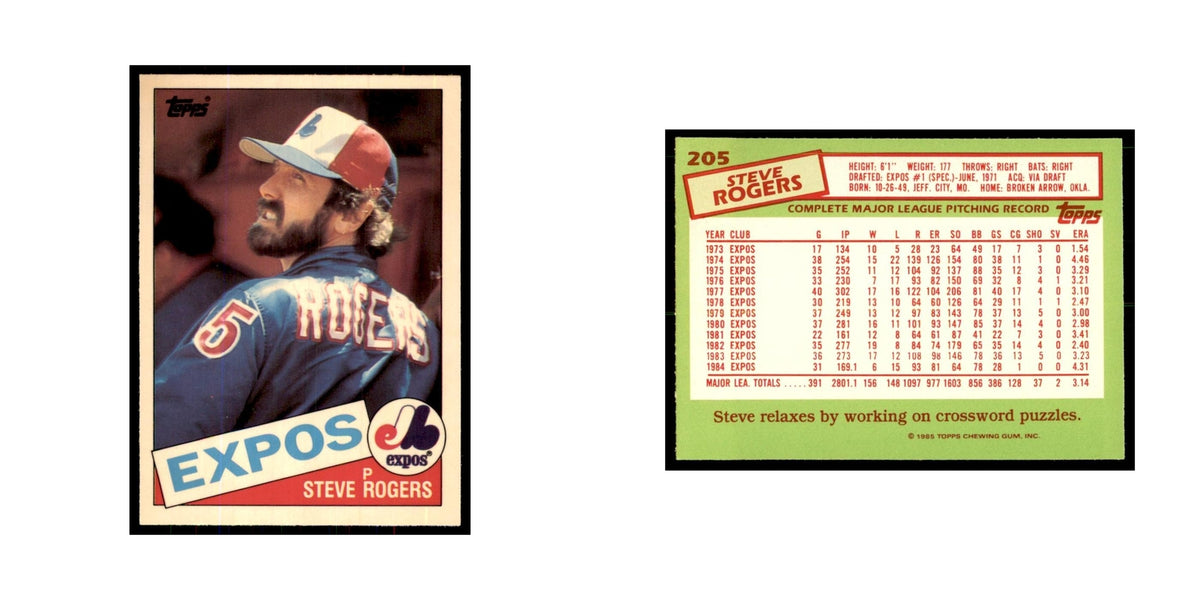 Steve Rogers 1985 Topps Tiffany #205 Baseball Cards Baseball Card NM