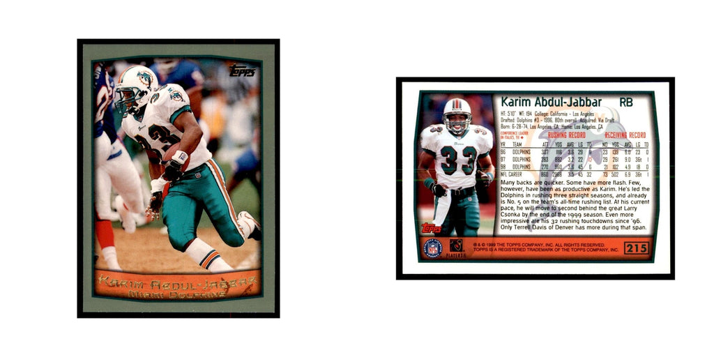Karim Abdul-Jabbar 1999 Topps #215 Football Cards Football Card NM