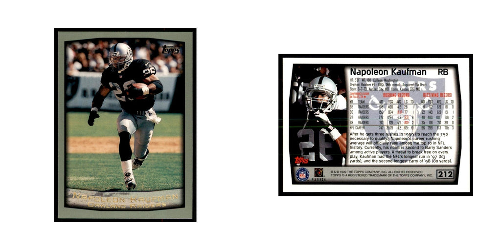 Napoleon Kaufman 1999 Topps #212 Football Cards Football Card NM