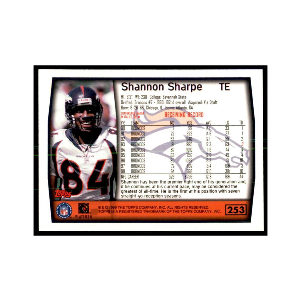 Shannon Sharpe 1999 Topps #253 Football Cards Football Card NM