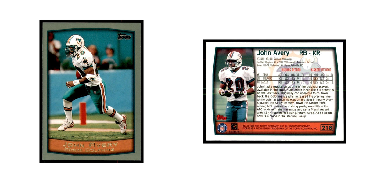 John Avery 1999 Topps #218 Football Cards Football Card NM