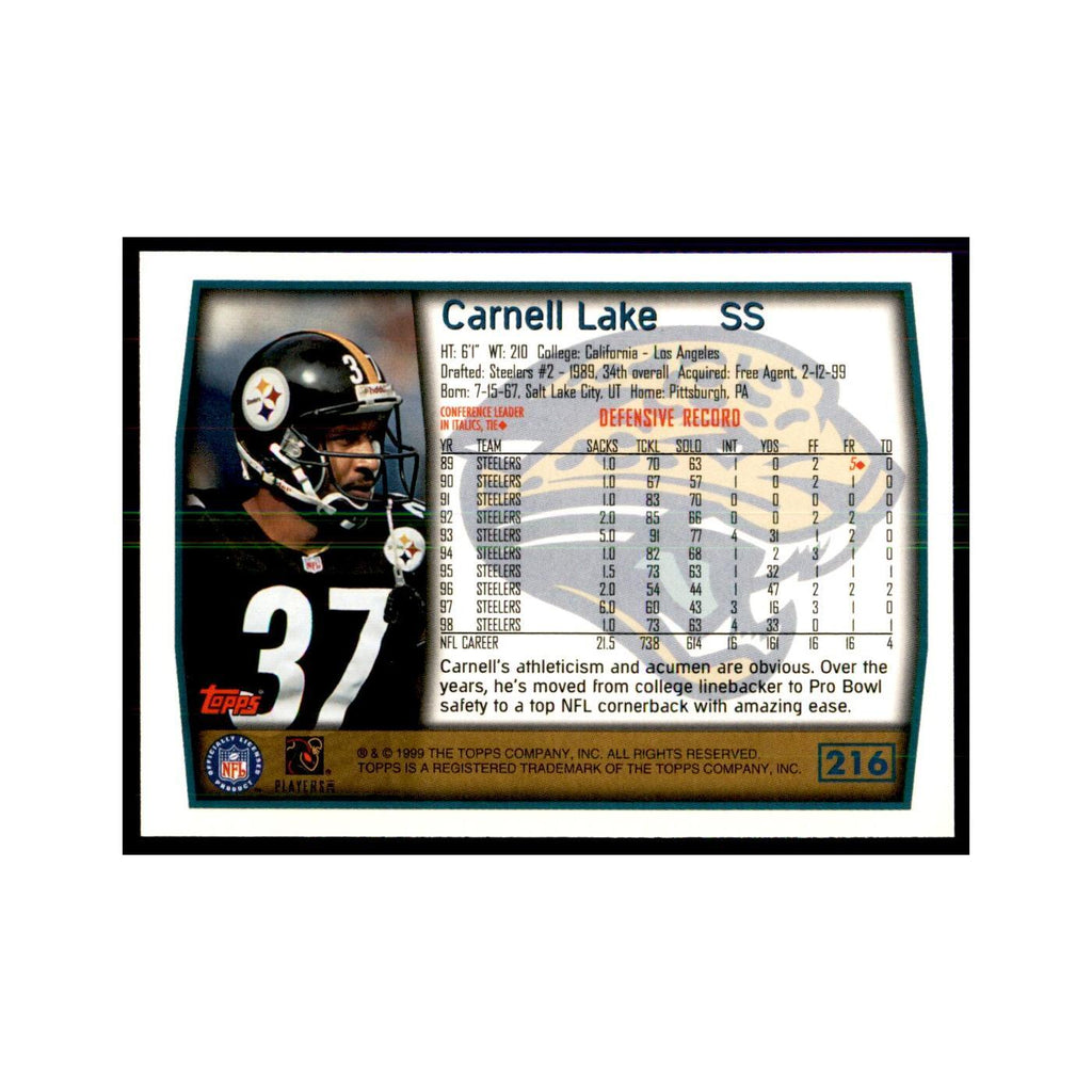 Carnell Lake 1999 Topps #216 Football Cards Football Card NM