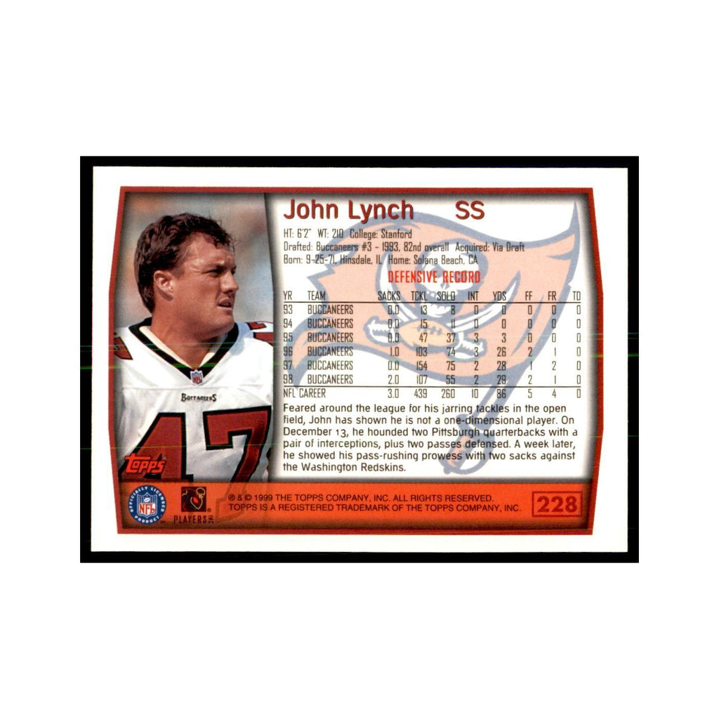 John Lynch 1999 Topps #228 Football Cards Football Card NM