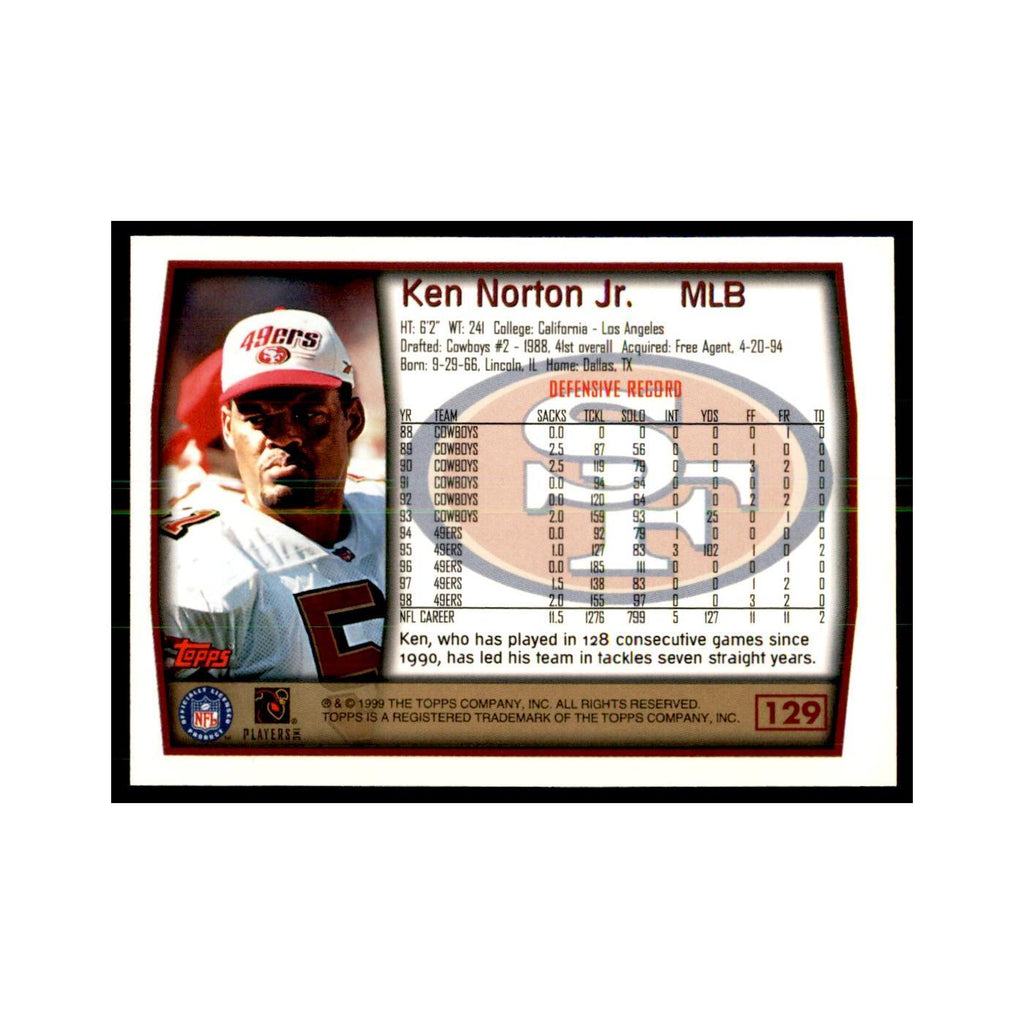 Ken Norton Jr. 1999 Topps #129 Football Cards Football Card NM