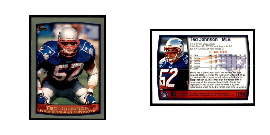 Ted Johnson 1999 Topps #194 Football Cards Football Card NM