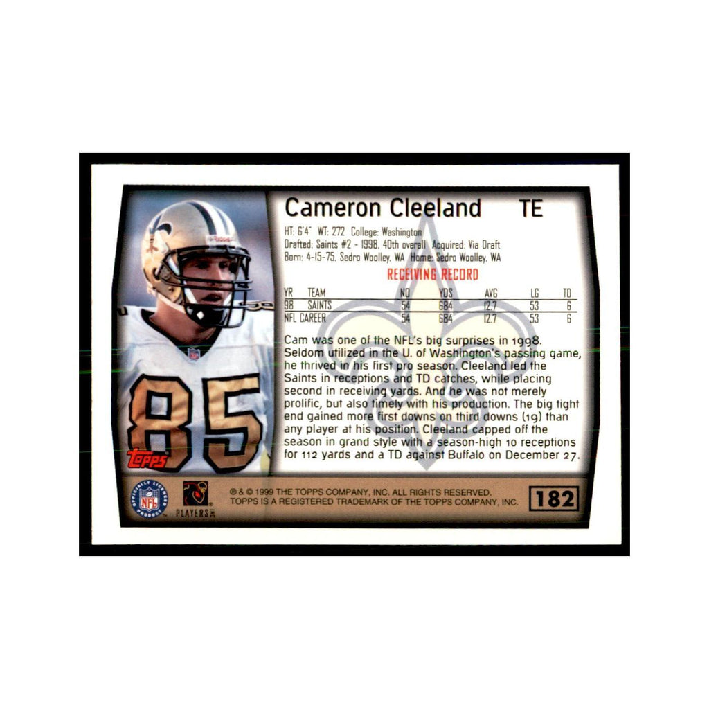 Cameron Cleeland 1999 Topps #182 Football Cards Football Card NM
