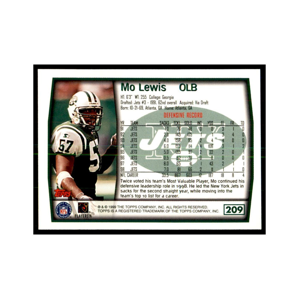 Mo Lewis 1999 Topps #209 Football Cards Football Card NM