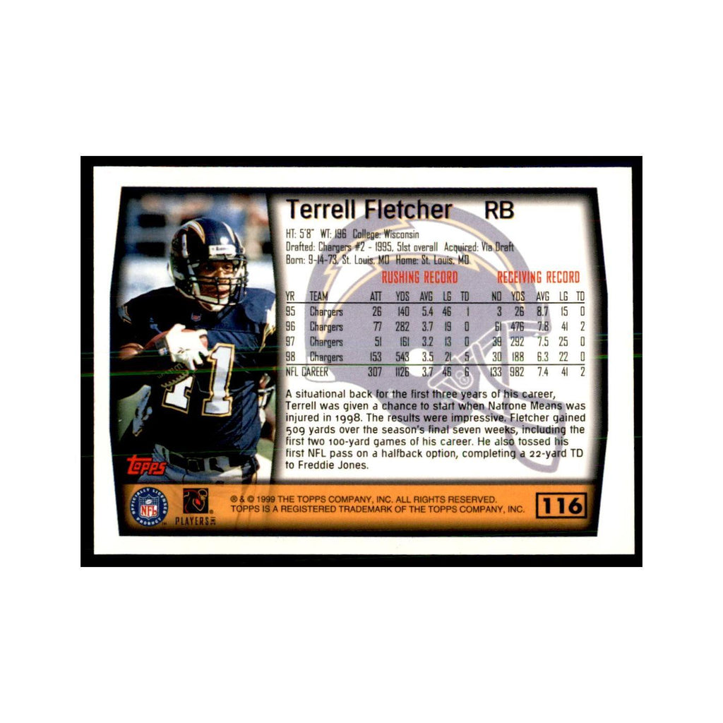 Terrell Fletcher 1999 Topps #116 Football Cards Football Card NM