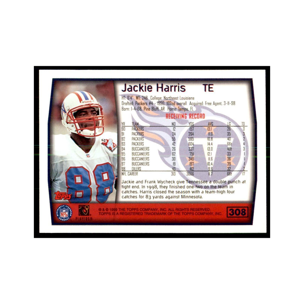 Jackie Harris 1999 Topps #308 Football Cards Football Card NM