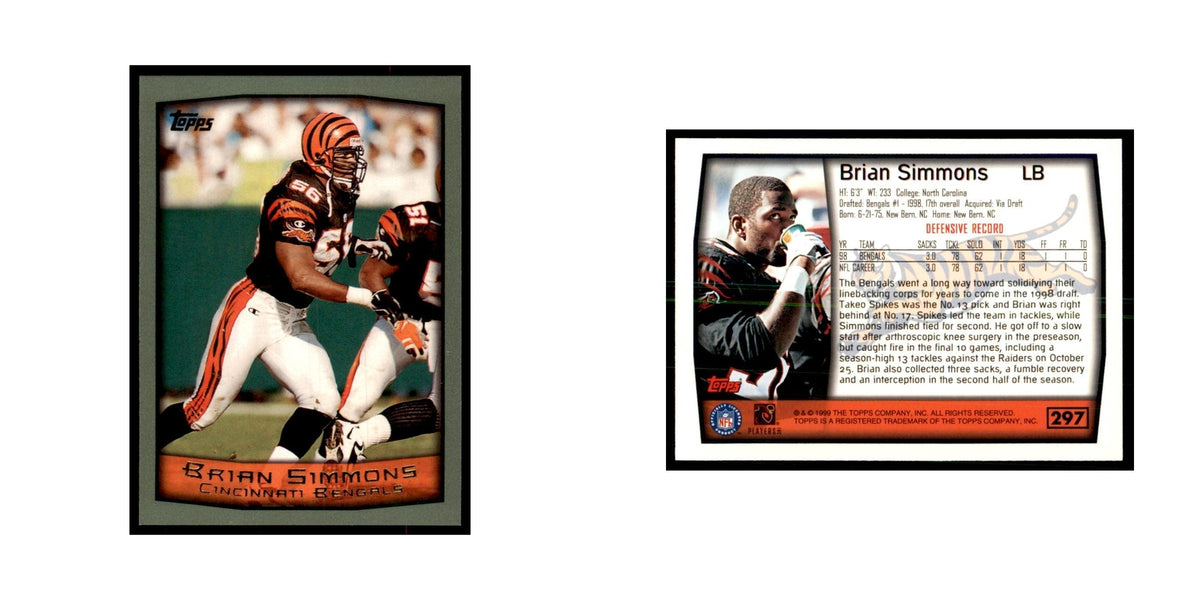 Brian Simmons 1999 Topps #297 Football Cards Football Card NM