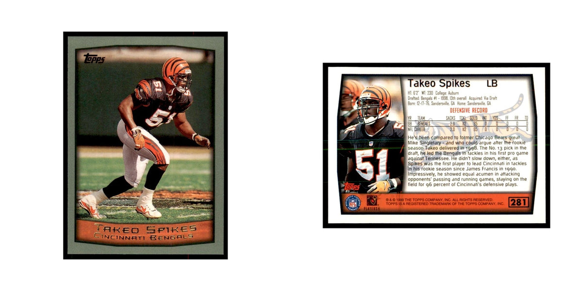 Takeo Spikes 1999 Topps #281 Football Cards Football Card NM