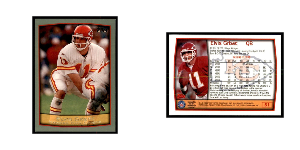 Elvis Grbac 1999 Topps #51 Football Cards Football Card NM