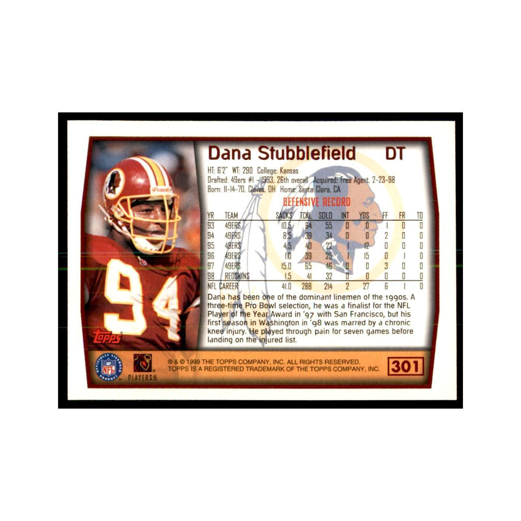 Dana Stubblefield 1999 Topps #301 Football Cards Football Card NM