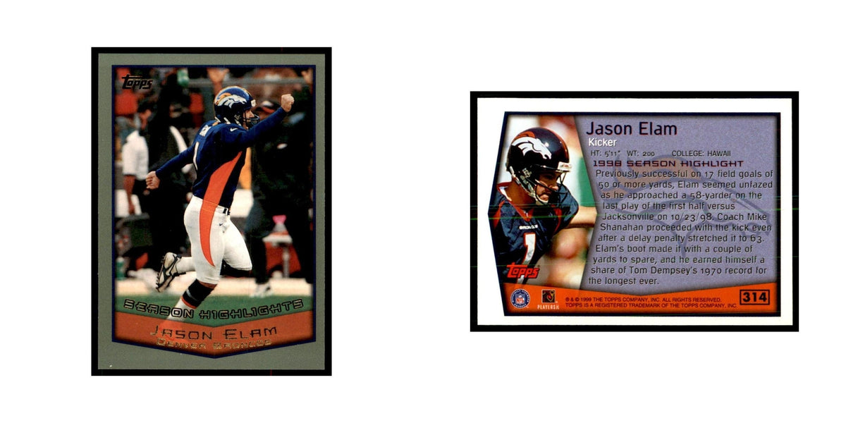 Jason Elam 1999 Topps #314 Football Cards Football Card NM